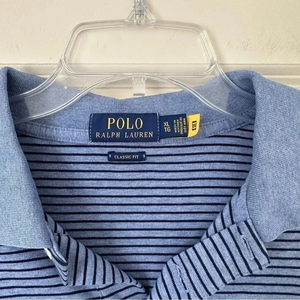 Polo Ralph Lauren Classic Fit Soft Cotton Striped‎ Polo Shirt, Blue/Navy, XL